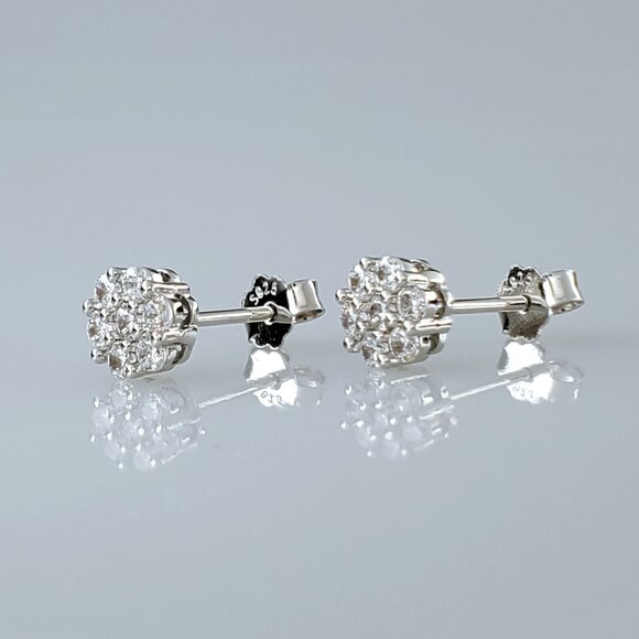 Solid 925 Sterling Silver Womens 2ct Diamond Stud Earrings Authentic New Jewelry - Picture 5 of 8